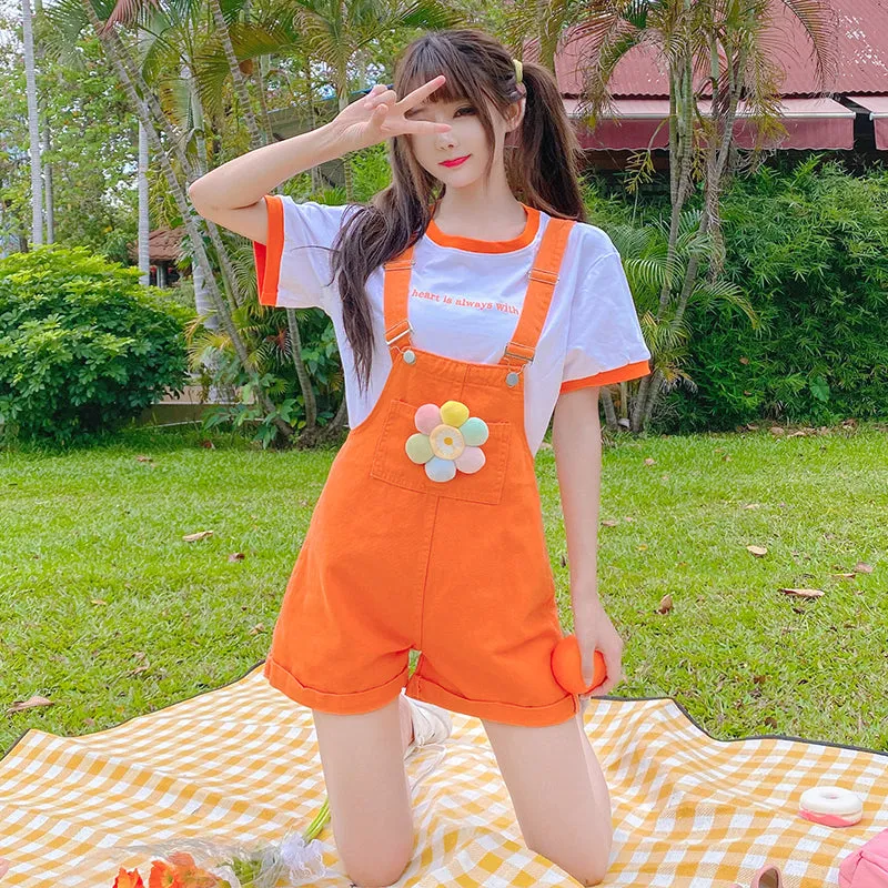 Orange overalls   T-shirt 2-piece set  PL52278