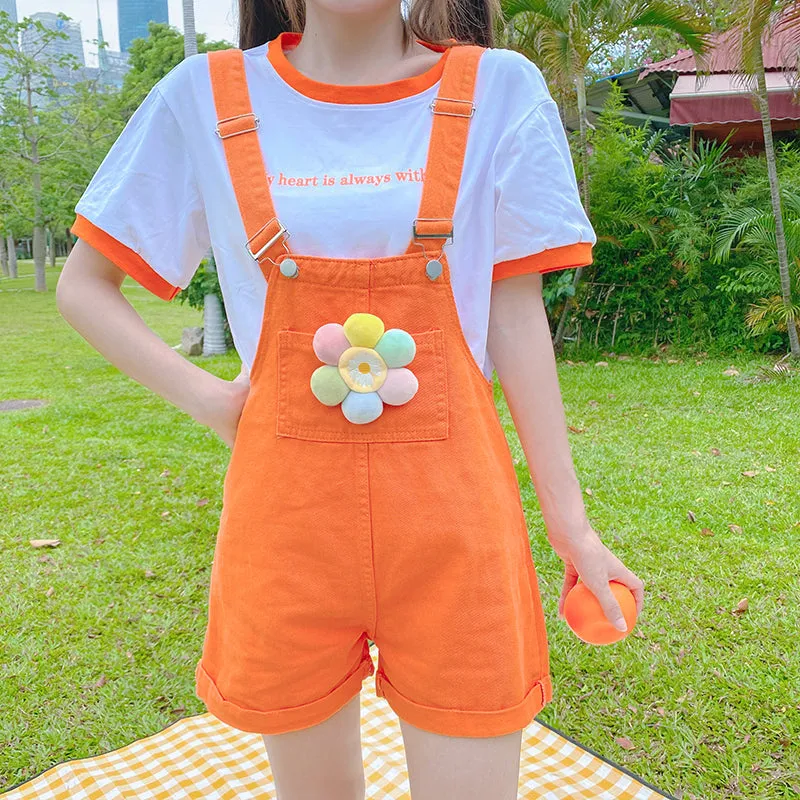 Orange overalls   T-shirt 2-piece set  PL52278