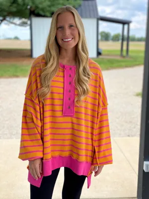 Pink/Mustard Poly Thermal Pullover