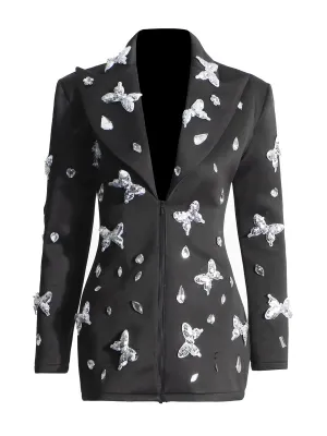 Pre Order:  Waist Slimming Butterfly Sequin Blazer