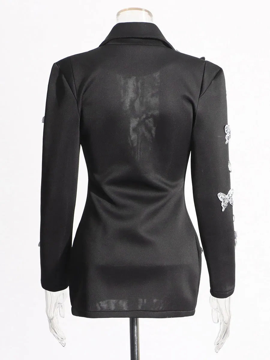 Pre Order:  Waist Slimming Butterfly Sequin Blazer
