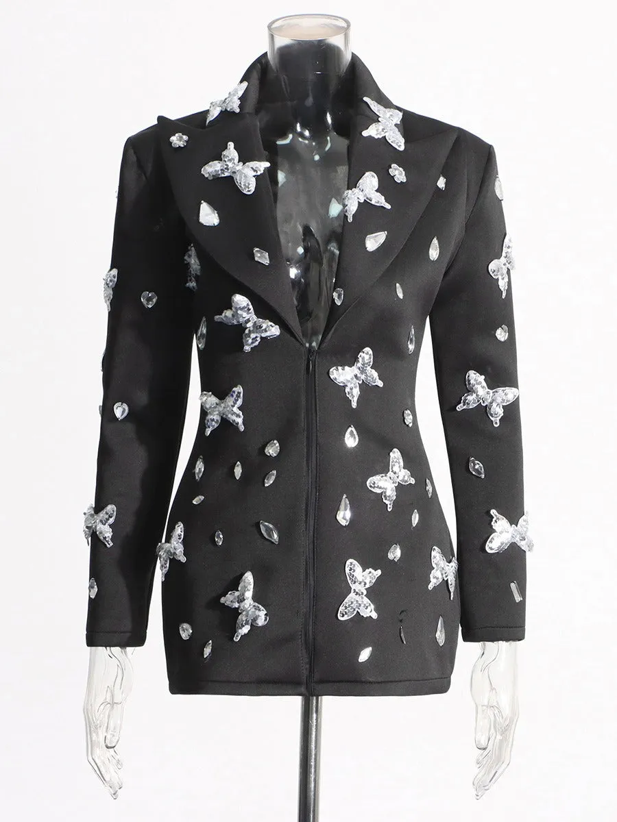 Pre Order:  Waist Slimming Butterfly Sequin Blazer