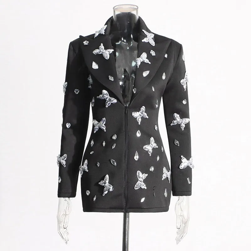 Pre Order:  Waist Slimming Butterfly Sequin Blazer