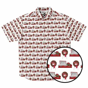 Red Rose Casket and Wreath - Button Up Tee