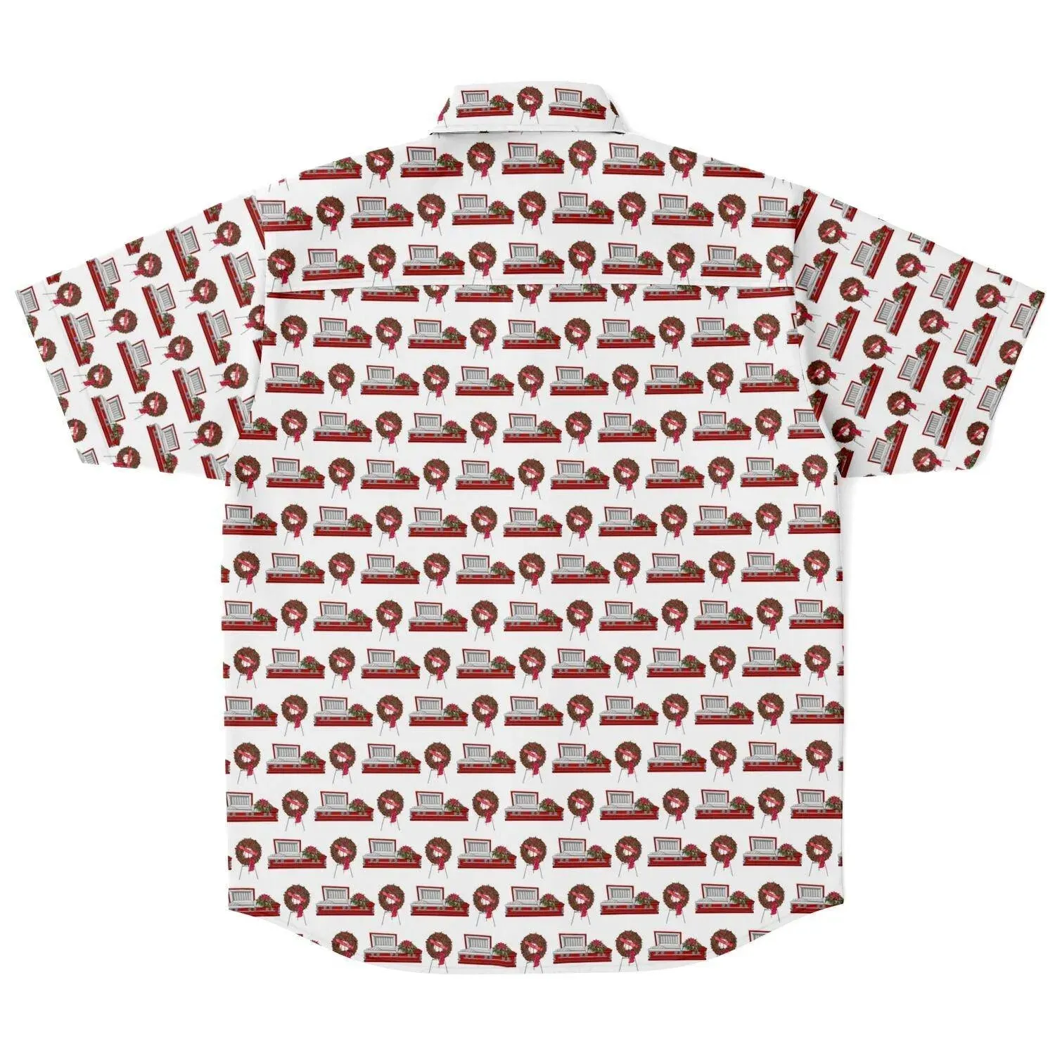 Red Rose Casket and Wreath - Button Up Tee