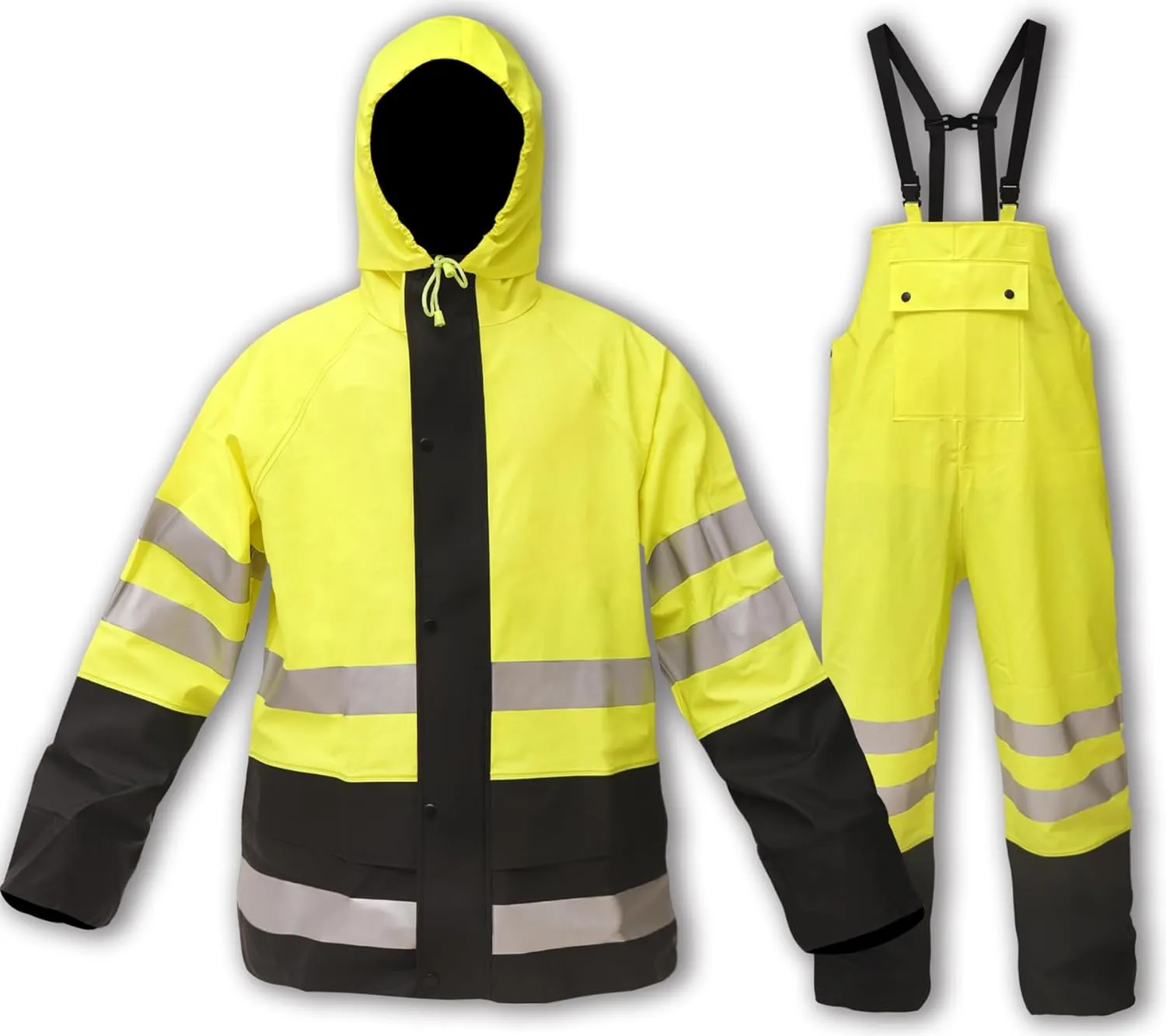 Rizzon Waterproof Rain Suits for Men & Women, Hi-Vis Rain Jacket & Bib Overalls, Heavy Duty Rain Gear Outdoor Activities.