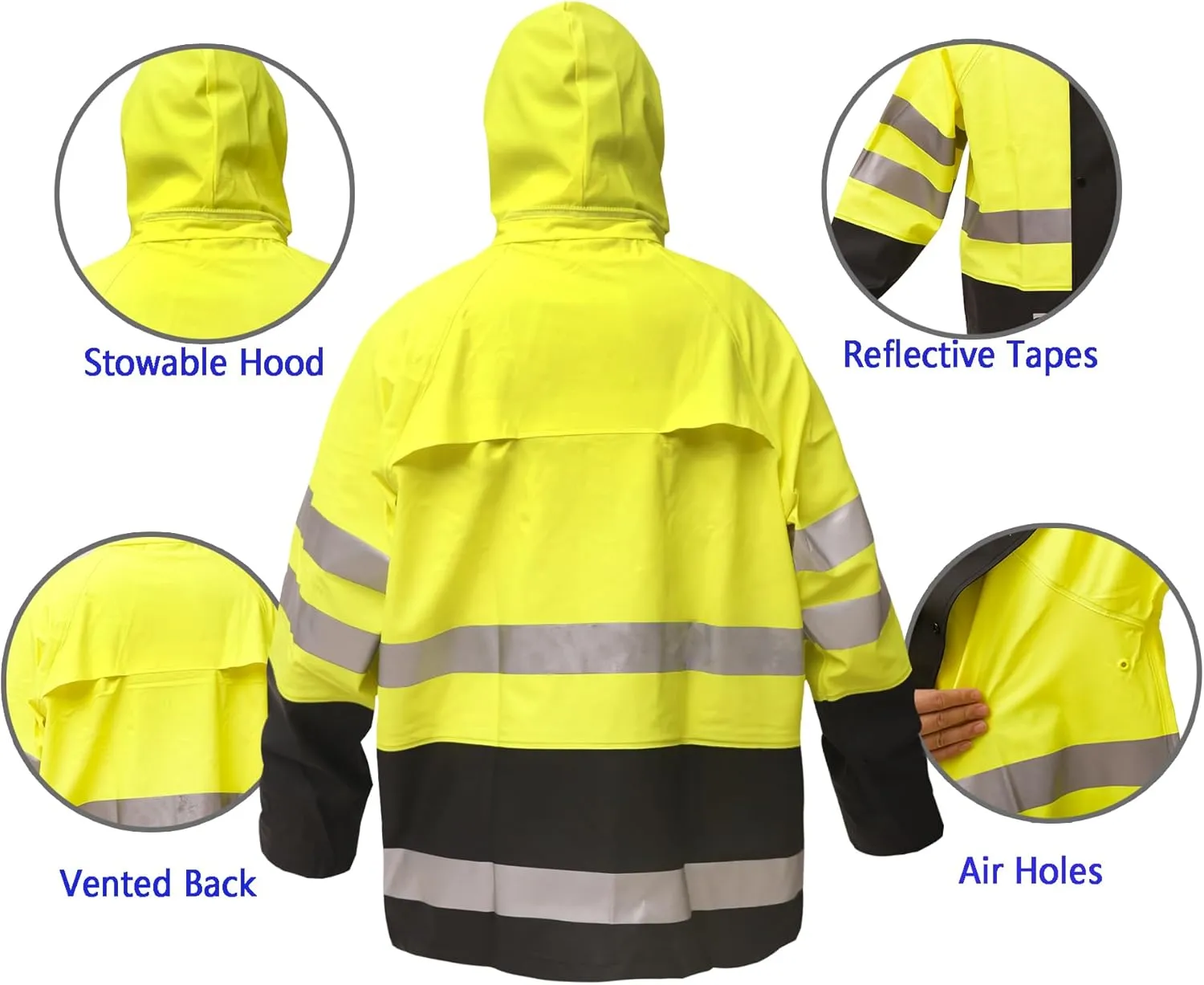 Rizzon Waterproof Rain Suits for Men & Women, Hi-Vis Rain Jacket & Bib Overalls, Heavy Duty Rain Gear Outdoor Activities.