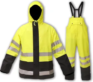 Rizzon Waterproof Rain Suits for Men & Women, Hi-Vis Rain Jacket & Bib Overalls, Heavy Duty Rain Gear Outdoor Activities.