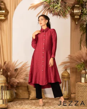 Satin-Blend Long Sleeve Midi Top 63351