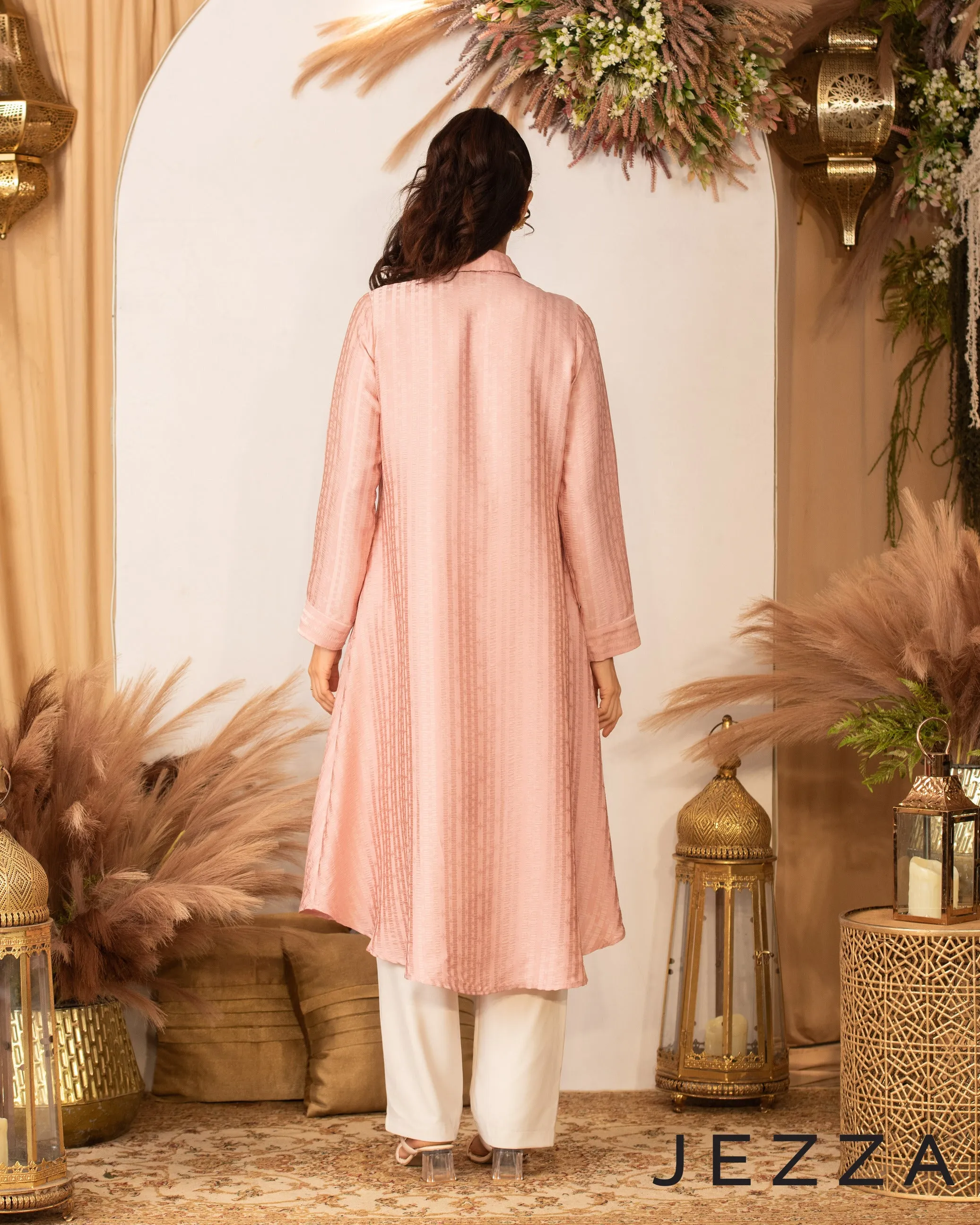 Satin-Blend Long Sleeve Midi Top 63352