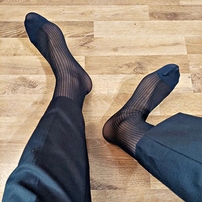Silky Striped Formal Wear Socks