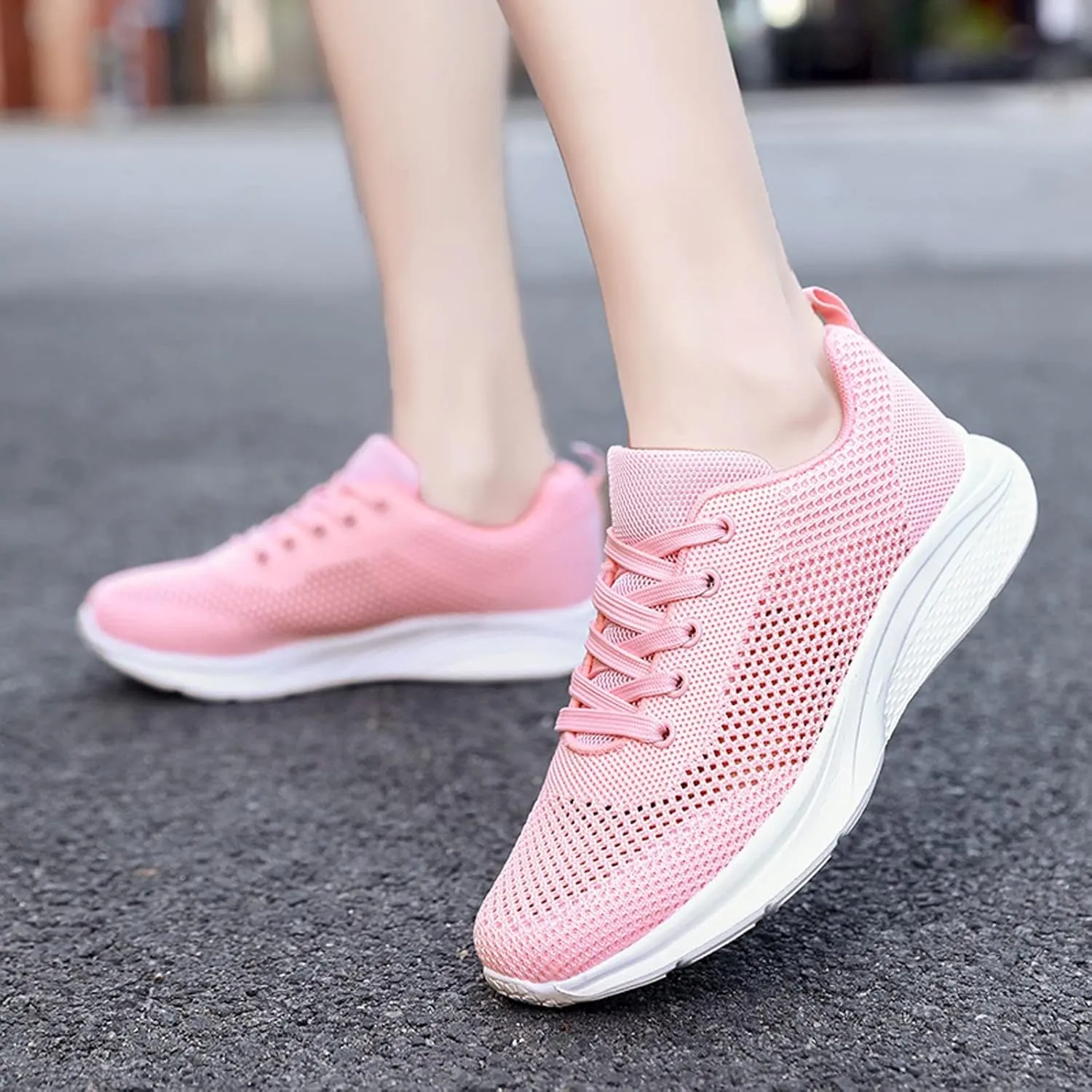 Sneakers for Women Casual Mesh Breathable Lace Up Walking Non Slip Work Shoes Women Athletic Women's Casual Shoes Casual Sneakers Black Tennis Shoe Trainers Shoe