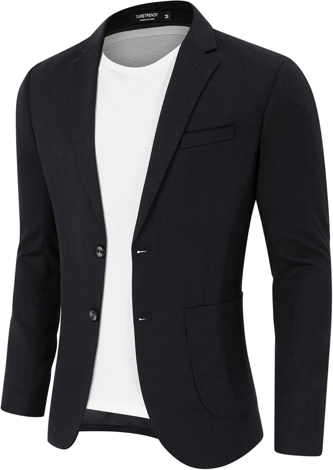 TURETRENDY Men's Casual Blazer Linen Sport Coat Two Button Lightweight Jackets Business Daily Suit