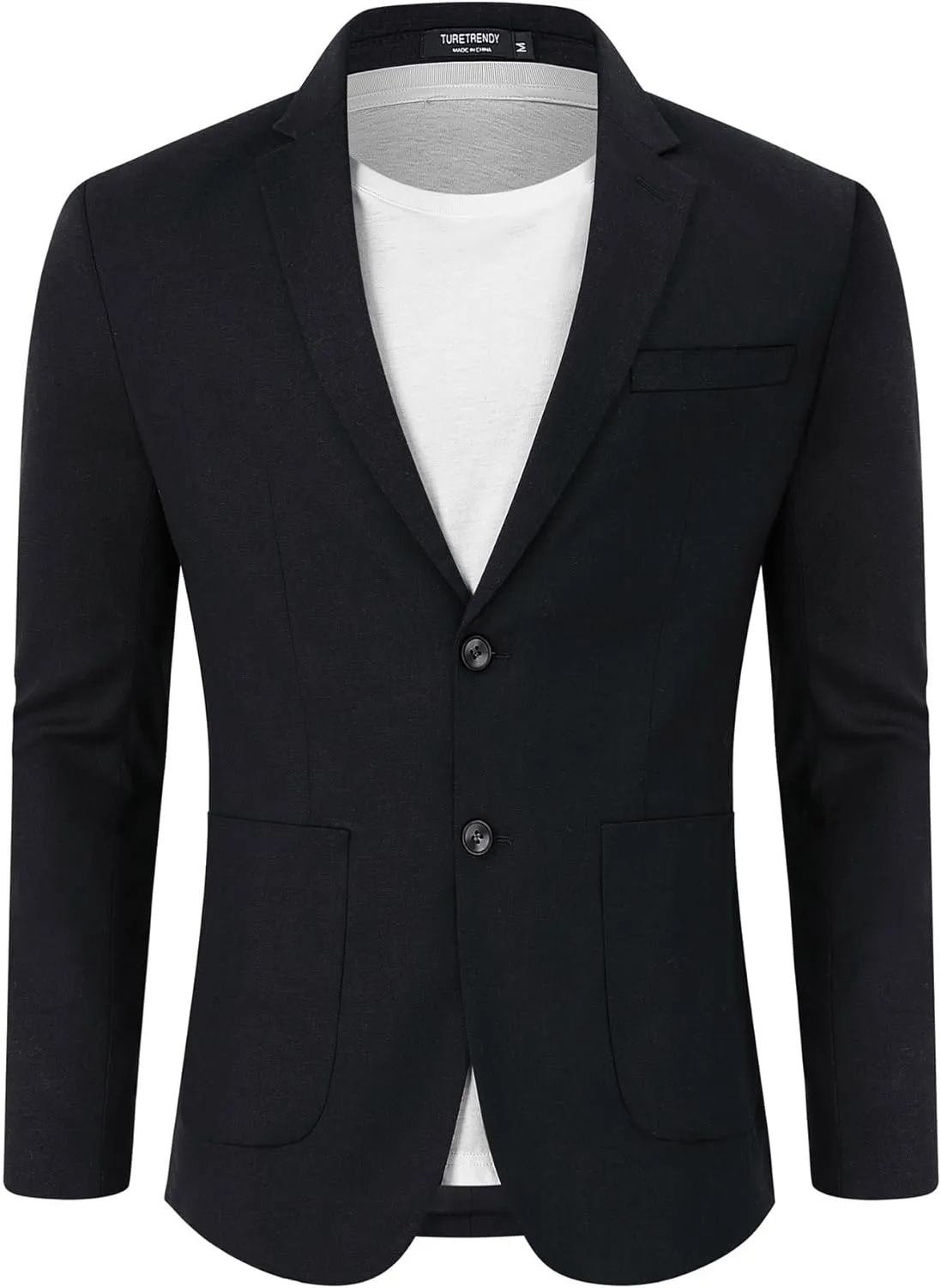 TURETRENDY Men's Casual Blazer Linen Sport Coat Two Button Lightweight Jackets Business Daily Suit