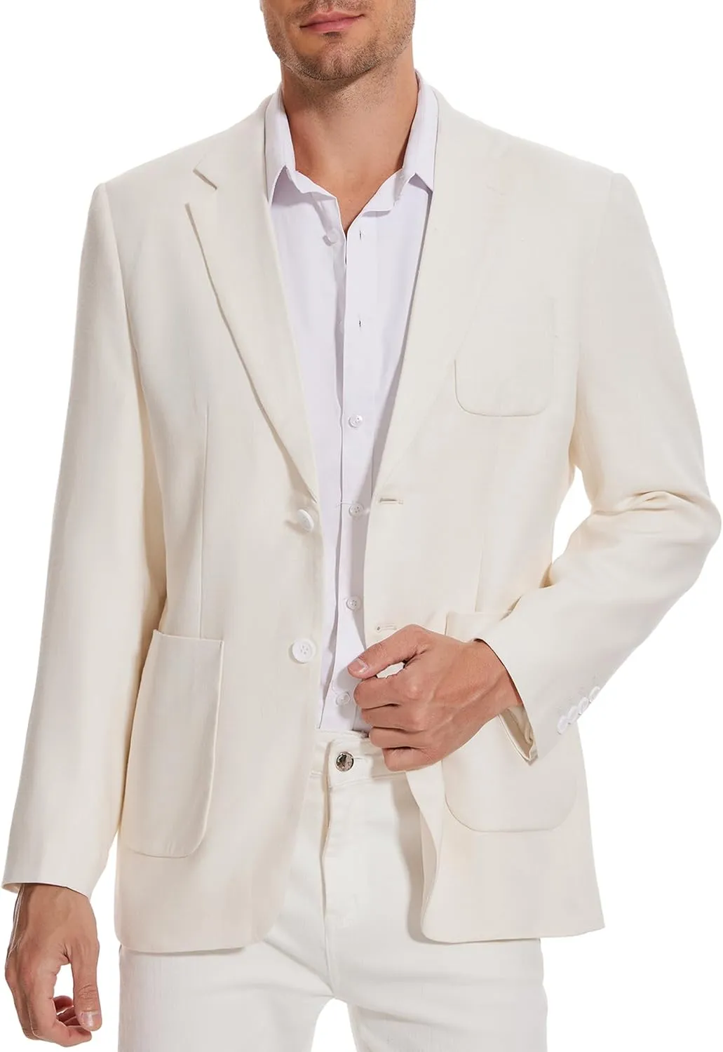 TURETRENDY Men's Linen Sport Coat Two Button Lightweight Blazer Business Casual Jacket