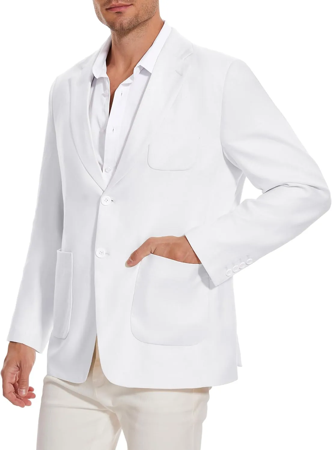 TURETRENDY Men's Linen Sport Coat Two Button Lightweight Blazer Business Casual Jacket