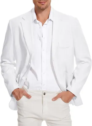 TURETRENDY Men's Linen Sport Coat Two Button Lightweight Blazer Business Casual Jacket