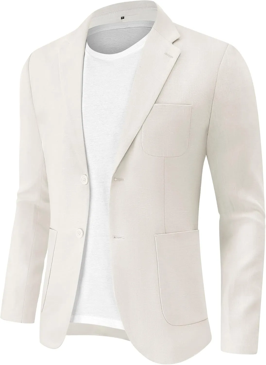 TURETRENDY Men's Linen Sport Coat Two Button Lightweight Blazer Business Casual Jacket