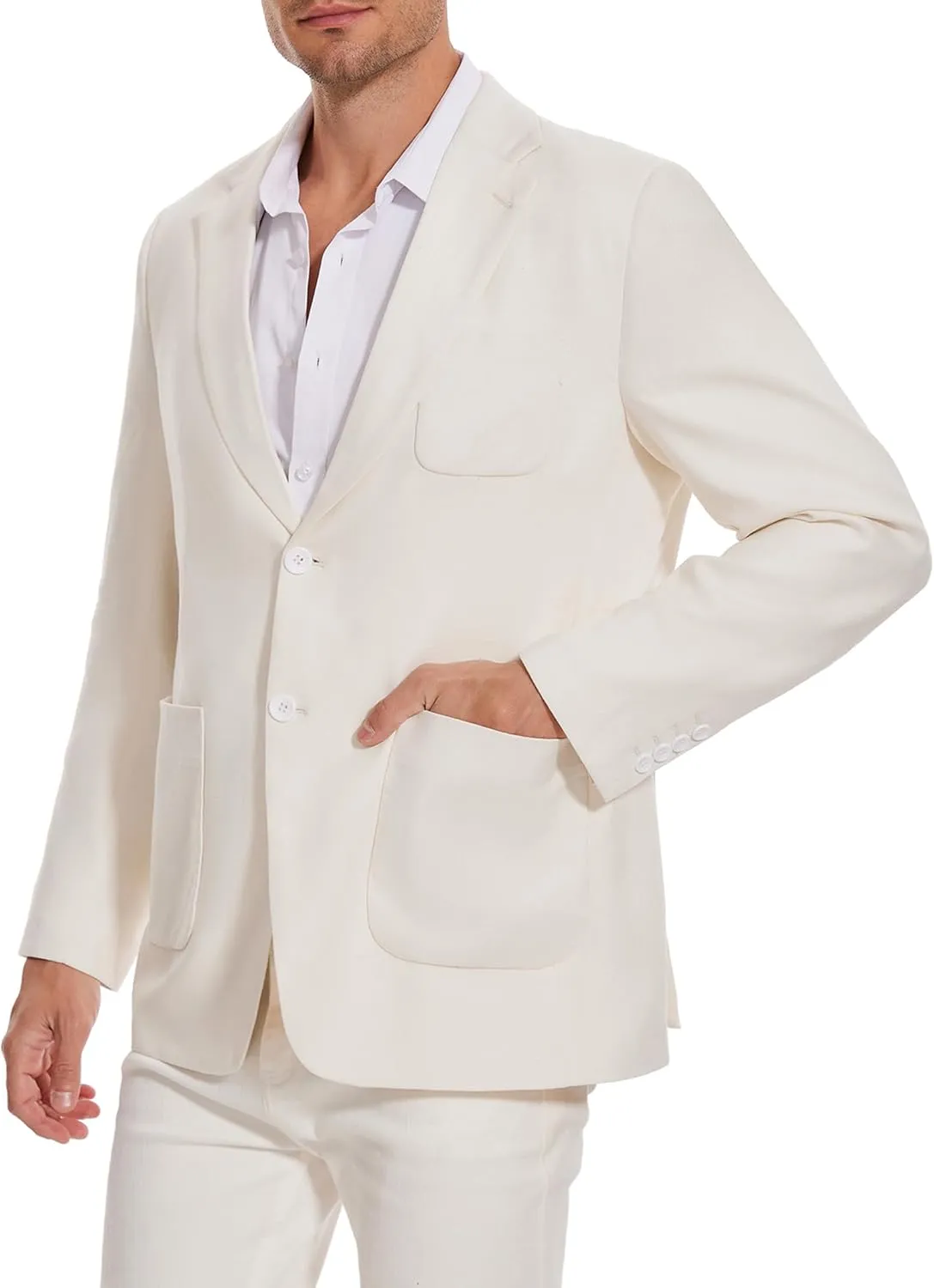 TURETRENDY Men's Linen Sport Coat Two Button Lightweight Blazer Business Casual Jacket