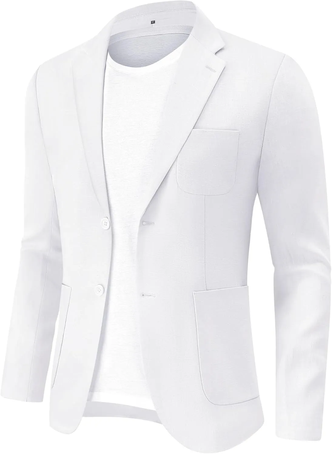 TURETRENDY Men's Linen Sport Coat Two Button Lightweight Blazer Business Casual Jacket