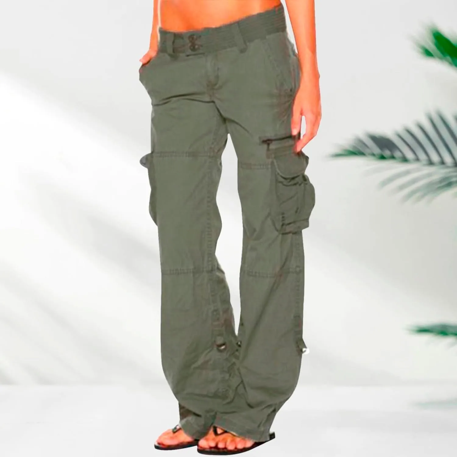 Twill Palazzo Pants for Women Casual Stretch High Waisted Chino Slim Fit Wide Leg Dress with Pockets