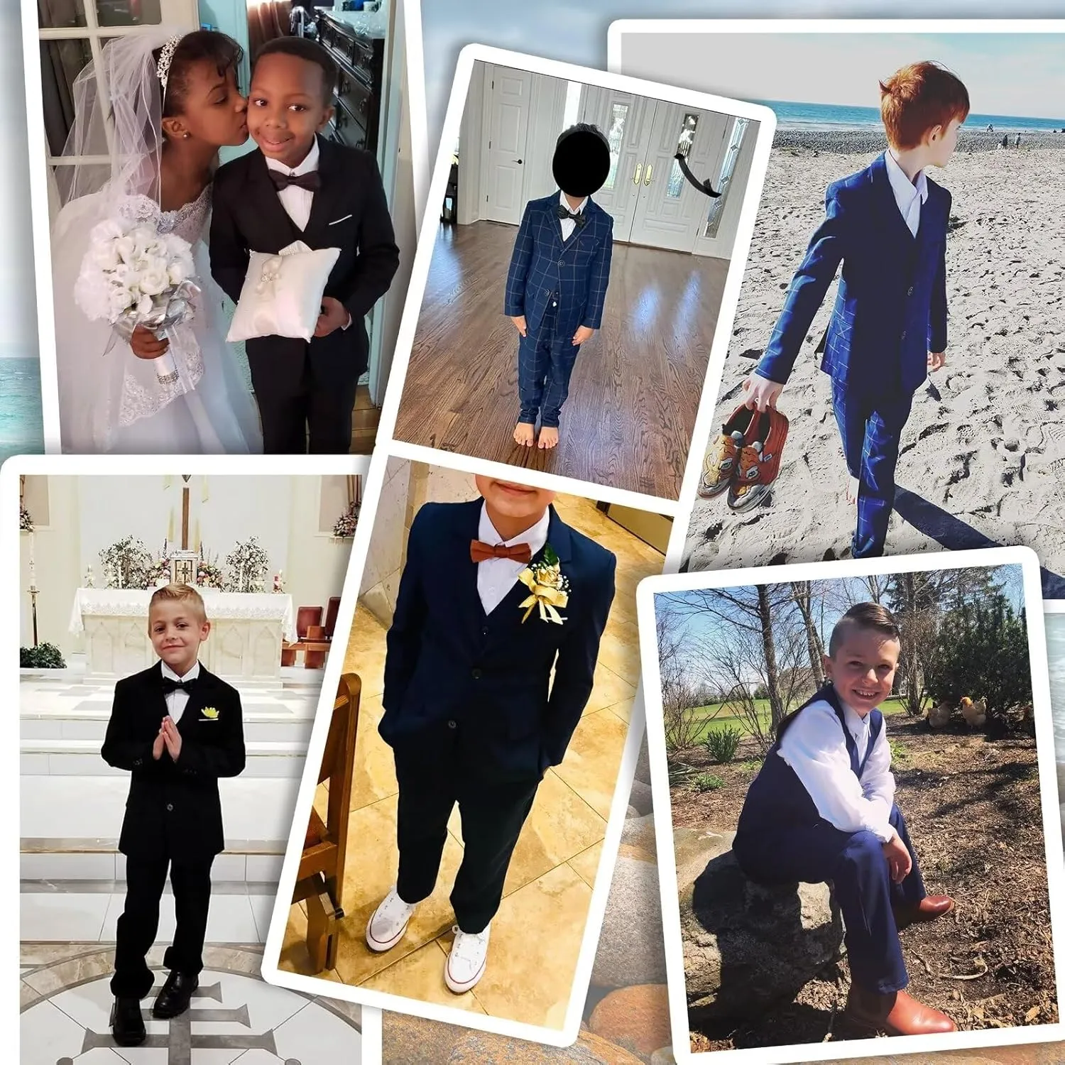 Wehilion Boys Suit Slim Fit Formal Tuxedo Suit Set for Kids Toddler Boys Teen Wedding Ring Bearer Dress Outfits