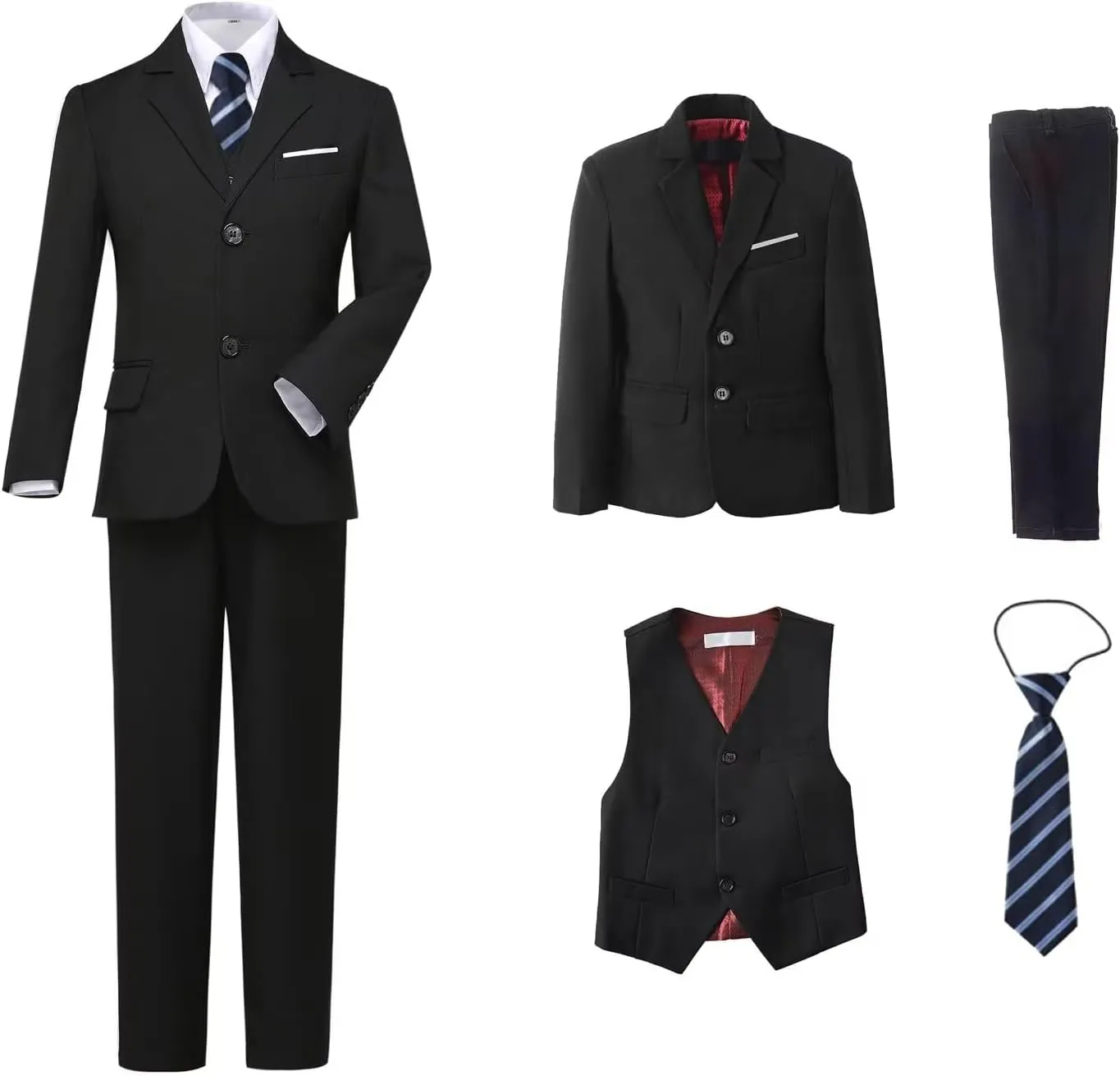 Wehilion Boys Suit Slim Fit Formal Tuxedo Suit Set for Kids Toddler Boys Teen Wedding Ring Bearer Dress Outfits