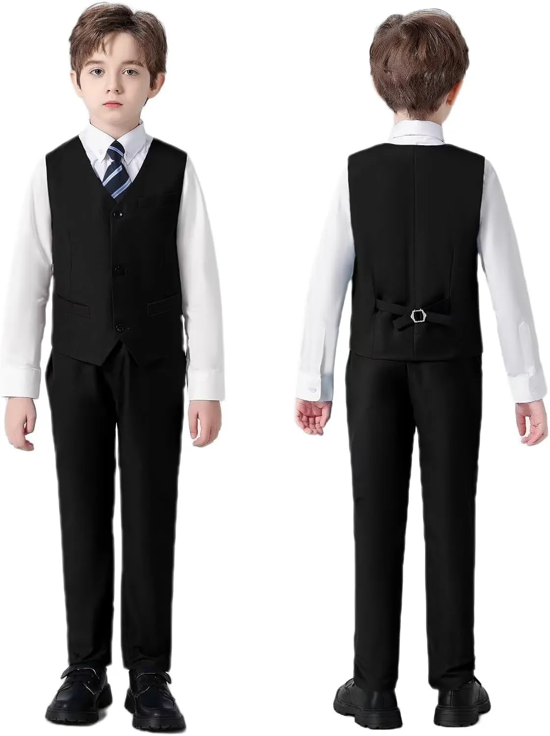 Wehilion Boys Suit Slim Fit Formal Tuxedo Suit Set for Kids Toddler Boys Teen Wedding Ring Bearer Dress Outfits