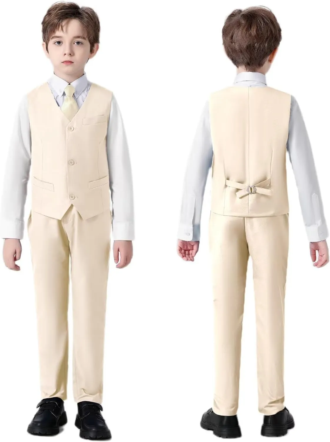 Wehilion Boys Suit Slim Fit Formal Tuxedo Suit Set for Kids Toddler Boys Teen Wedding Ring Bearer Dress Outfits