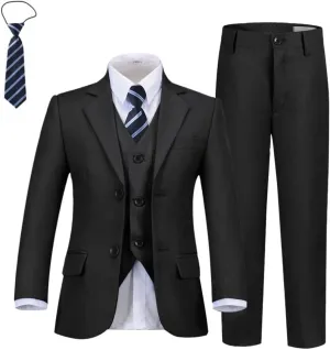 Wehilion Boys Suit Slim Fit Formal Tuxedo Suit Set for Kids Toddler Boys Teen Wedding Ring Bearer Dress Outfits