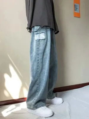 WIAOFELLAS  -  Loose Street Style Straight Cargo Pants Jeans Men Fashion Brand Wide Leg Overalls Retro Leisure Youth Denim Baggy Y2k