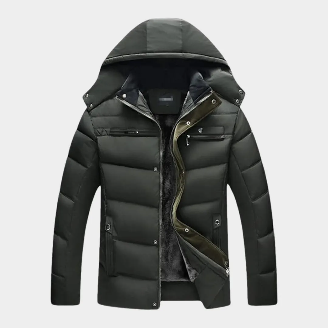Winter High Quality Warm Men's Jacket - Heated Cotton Coat, Thick Fashion Outerwear, Black, Green, Blue
