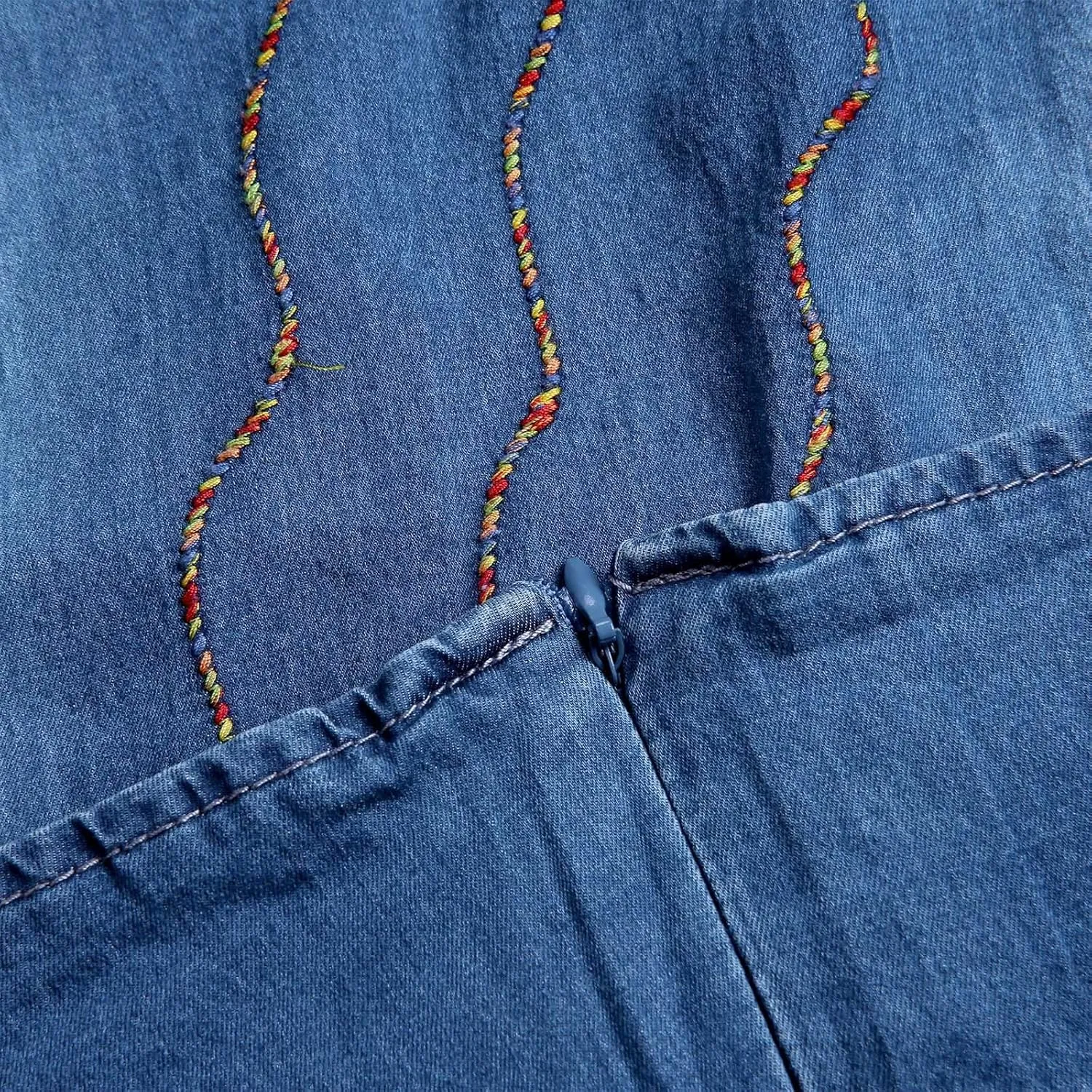 Women's Retro Exposure Button/Zipper-Fly Full Length A-Line Fishtail Maxi Long Washed Denim Jean Skirt Split Hem Skirts