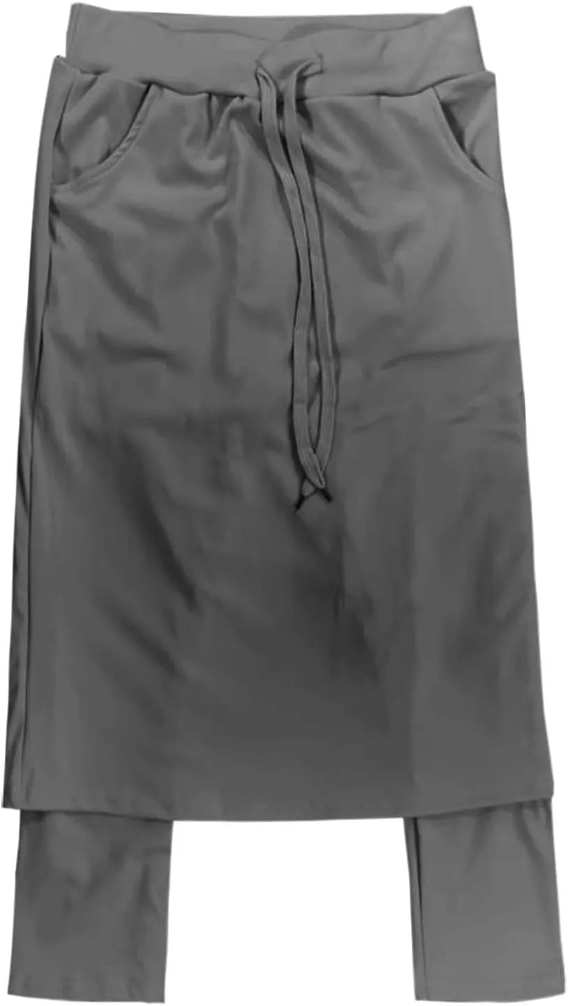 Womens Tennis Skirts with Leggings Knee Length High Waisted Yoga Capri Pants Golf Long Skorts with Pockets