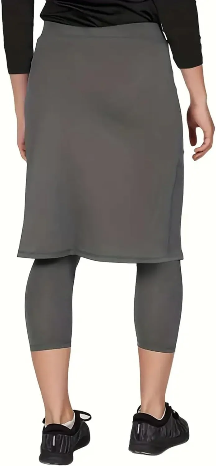 Womens Tennis Skirts with Leggings Knee Length High Waisted Yoga Capri Pants Golf Long Skorts with Pockets