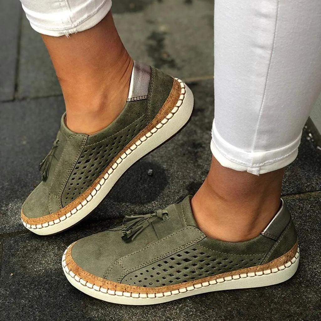 Womens Walking Shoes Comfortable Loafers Breathable Mesh Sneakers Comfort Wear Orthowear Shoes Slip On Tassel Loafers Canvas Comfy Sneakers Women Lightweight Going Out Flats Casual Footwear 2025