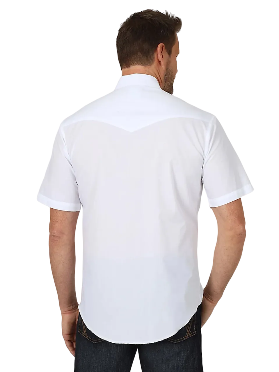 Wrangler Men's White Sport Short Sleeve Snap Western Shirt