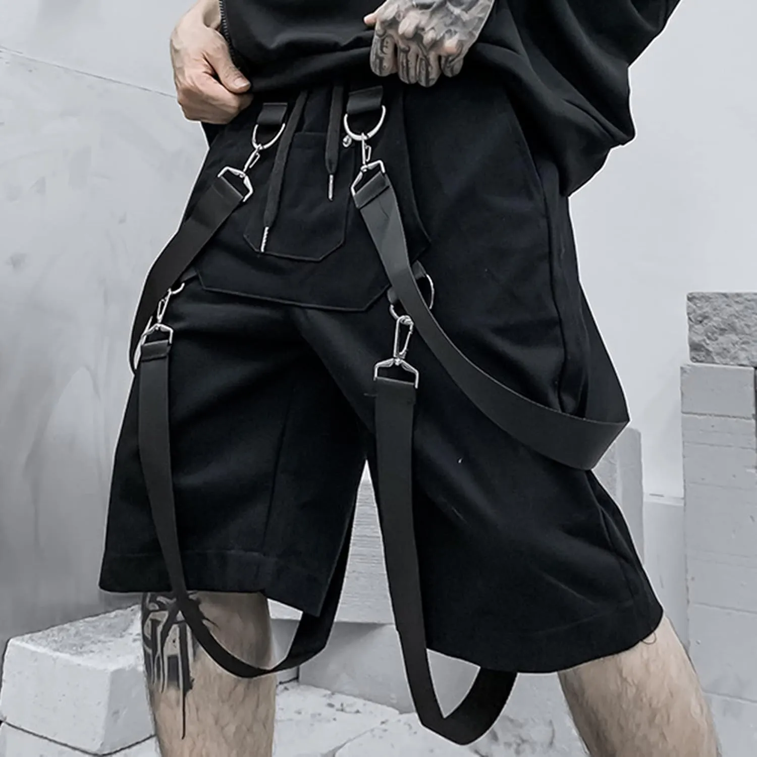 XYXIONGMAO Men's Shorts Techwear Sweatpants Slacks Hip Hop Streetwear Jogger Tactical Cargo Pants Overalls